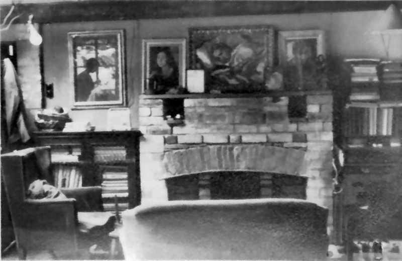 B&W photo of several paintings lined up