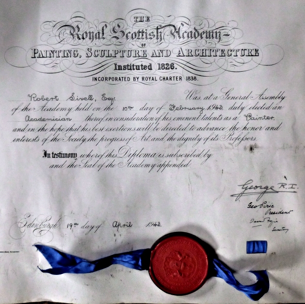 Robert Sivell RSA Academician Cert 1943 Robert Sivell RSA Academician Cert 1943